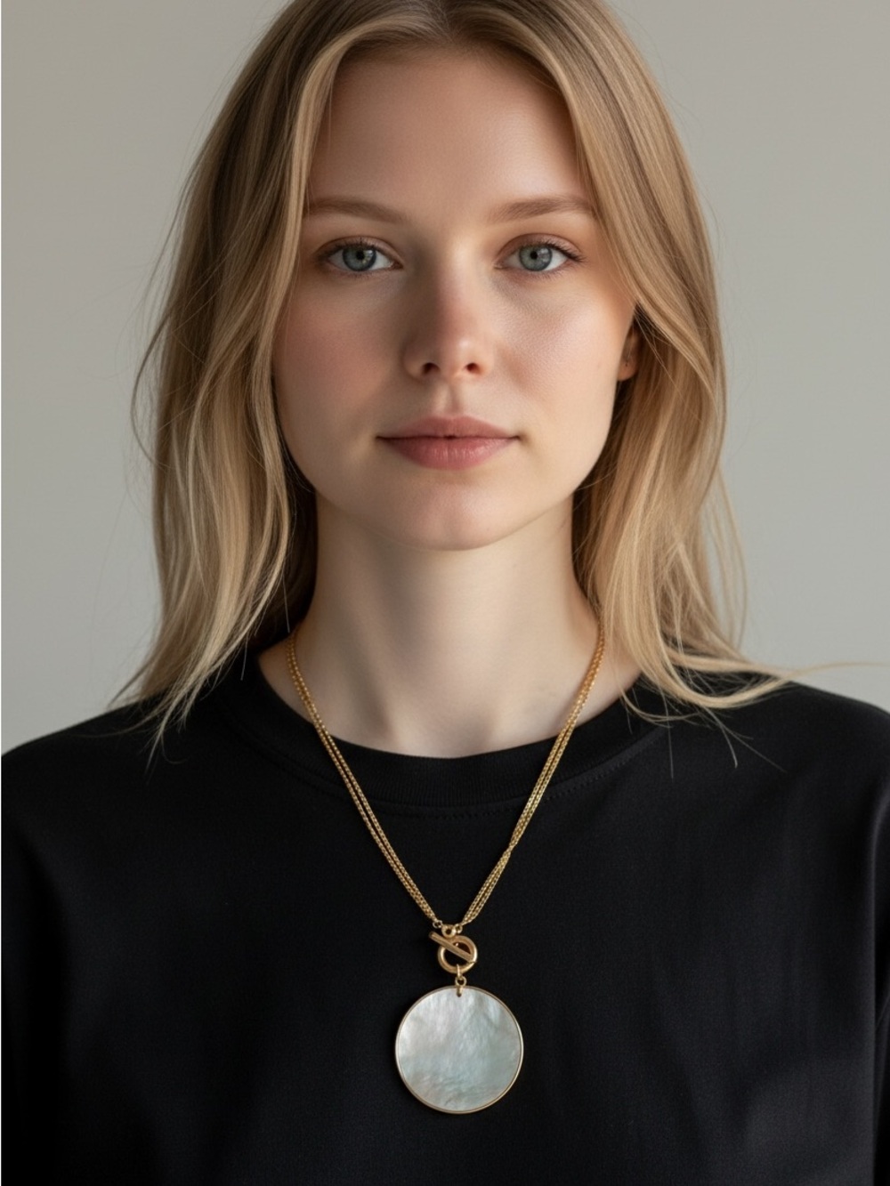 9/26 Gold Mother-of-Pearl Pendant Necklace - Women Jewelry